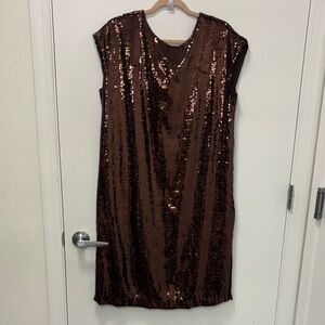 MARVE CHOCOLATE BROWN SEQUIN FORMAL/COCKTAIL NEW YEARS DRESS.